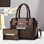 A New Set of Two Shiny Tote Bags for Women, Featuring a Large Capacity, Suitable for Shoulder Or Crossbody Use, with a Crocodile Pattern. Perfect for Commuting, As a Birthday Gift, for Dates, Business Meetings, Casual Travel, And Essential Outings.