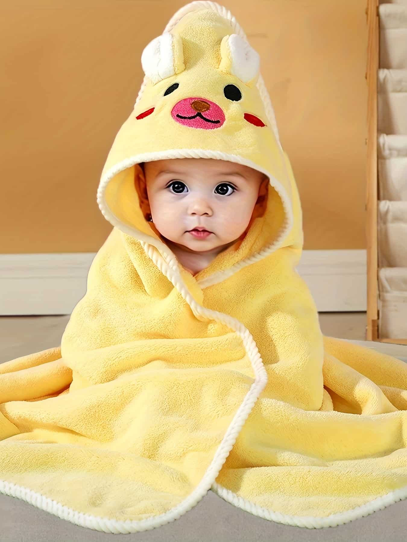 70627c37-f27a-4432-b5a8-db394ce16ad3.jpg Baby's Animal Pattern Hooded Bathrobe, Multi-functional & Highly Absorbent, Soft Comfortable Pajama, Must-have Robes After Swimming/beach/Bathing - Image 1