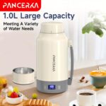 PANCERKA 1.0L Portable Electric Kettle - 800W High Power, Stainless Steel Travel Coffee Boiler with Smart Temperature Control, LED Display, and Easy-Clean Design for Home and Travel Use, Travel Mug Kettle | Sleek White Finish | Durable Construction - Image 2