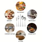 60pcs Stainless Steel 1010 Tableware Set, Including Dinner Knife, Spoon, Fork, Dessert Spoon, Dessert Fork, Suitable for Home, Kitchen, Restaurant, Party, Christmas, Wedding - Image 9