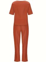 ⁦Casual two-piece set of plain long-sleeved pants with pockets, ideal choice for women in spring and autumn⁩ - الصورة ⁦10⁩