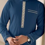 Men'S Elegant White Abaya with Golden Stripe Embroidery - Long Sleeve, Stand Collar, Loose Fit, All-Season Traditional Middle Eastern Attire for Ramadan & Al-Adha, Musli - Image 12