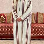 Moroccan Men's Long Robe in - Casual Striped Hooded Sweatshirt, Polyester, Non-Stretch Fabric, Spring/Autumn Wear - Image 7