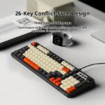 ⁦EWEADN Gaming Keyboard wired-rainbow Backlit, Portable black Keyboard Office-98 Keys, Computer External Keyboards Ergonomic design, with Multimedia knob, Ball keycaps, for gamers and Office, Compatible with Windows/Laptop Gaming peripherals⁩ - الصورة ⁦9⁩