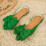 ⁦Women's Fashion Bow-Knot Flat Sandals, Casual Versatile Slip-Ons with Pointed Toe, Fabric Upper and Rubber Sole for All Seasons, Ladies Sandals⁩ - الصورة ⁦28⁩