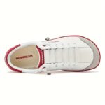 HOBIBEAR Unisex Slip-On Sneakers - Minimalist Geometric Design, Wide Toe Box & Breathable, Lightweight Rubber Sole with Shock-Absorbing Insole, Anti-Slip Casual Shoes for Walking & Casual Attire (White/Red, Orange, Grey-Green), Allseason Footwear, Stylish