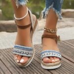 Women's Elegant Platform Sandals, Ankle Buckle Strap Comfort Walking Shoes, Wedge Beach Shoes - Image 9