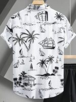 Men's Trendy Hawaiian Shirt With Fancy Palm Tree Prints For Summer Beach, Pool And Vacation - Image 5
