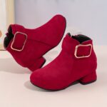 ⁦Trendy Elegant High-heeled Boots With Zipper For Girls, Lightweight Non Slip Boots For Indoor Outdoor Travel, Spring And Autumn⁩ - الصورة ⁦3⁩