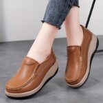 Women's Casual Genuine Faux Leather Platform Loafers - Lightweight Slip-on Fashion Sneakers with Round Toe, Soft PU Sole, Mid Top Design, Comfort Insole, All-Season Shoes from Quanzhou - Image 4