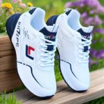 Men's Lightweight Breathable Mesh Running Shoes - White Low-Top Sneakers with Striped Design, EVA Cushion & Rubber Sole for All-Season Training, Gym, Casual Wear - Image 13
