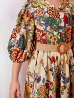 Mixed Floral 3/4 Sleeve Holiday Dress For Girls, Summer Going Out Casual Dresses, Gift - Image 5