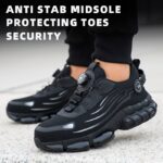 ⁦Unisex Safety Work Shoes with Easy-On Buttons, Breathable Fabric Upper, Air Cushioned Sole, Round Toe, Low Top Lace-Up, Wear-Resistant Faux Sole, Comfortable Indoor/Outdoor Sports Shoes⁩ - الصورة ⁦4⁩