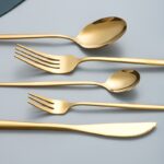 Elegant 30pcs Golden Stainless Steel Cutlery Set - Includes Knives, Forks, Spoons & Dessert Spoons - Dishwasher Safe for Home, Kitchen, Restaurants, Hotels, Parties, Thanksgiving, Easter, Christmas & Weddings, High-grade, Utensil Set - Image 4