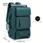 ⁦1pc Waterproof 43.94cm Business Laptop Backpack with Shoe Compartment, Large Capacity Travel Rucksack for Hiking & Camping, Multiple Compartments & Padded Sleeves, Fits College Students & Women's Work Carry-On, Teal Green, Organized Storage Design | Highq⁩ - الصورة ⁦7⁩