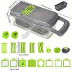 ⁦1 Set, 22in1/ 15in1, Vegetable Chopper, Multifunctional Fruit Slicer, Manual Food Grater, Vegetable Slicer, Cutter With Container, Onion Mincer Chopper, Household Potato Shredder, Kitchen Stuff, Kitchen Gadgets, Dorm Essentials Kitchen Accessories⁩ - الصورة ⁦5⁩