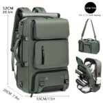 ⁦1pc Waterproof 43.94cm Business Laptop Backpack with Shoe Compartment, Large Capacity Travel Rucksack for Hiking & Camping, Multiple Compartments & Padded Sleeves, Fits College Students & Women's Work Carry-On, Teal Green, Organized Storage Design | Highq⁩ - الصورة ⁦15⁩