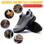⁦Unisex Safety Work Shoes with Easy-On Buttons, Breathable Fabric Upper, Air Cushioned Sole, Round Toe, Low Top Lace-Up, Wear-Resistant Faux Sole, Comfortable Indoor/Outdoor Sports Shoes⁩ - الصورة ⁦8⁩