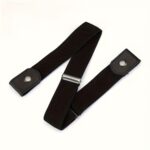 ⁦1pc Adjustable No-Sew Invisible Elastic Belt for Jeans & Pants - Black Stretch Comfort Waistband with Metallic Buckle, Unisex Casual Fashion Belt for Women & Men, Jeans Accessory, Sleek Belt Design, Smooth Texture⁩ - الصورة ⁦6⁩