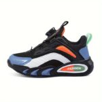 ⁦Casual Cool Low Top Sneakers With Rotating Button For Boys, Breathable Shock-absorbing Running Shoes For Spring Summer Autumn⁩ - الصورة ⁦5⁩