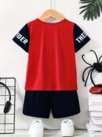 ⁦Men's and Children's Summer Spider Pattern Letter Casual Short Sleeve Suit⁩ - الصورة ⁦2⁩