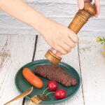 2pcs Wooden Salt and Pepper Grinder Set, Classic Manual Salt Mill with Refillable Pepper Grinder, Acrylic Viewing Window, Adjustable Coarseness - Perfect for Grilling, Picnics, Camping, Kitchen Accessories - Image 4