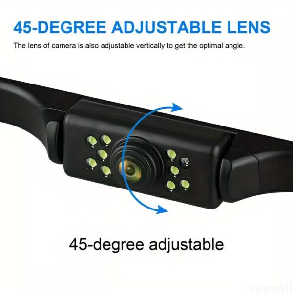 1pc 9LEDs HD Rear View Backup Camera with Adjustable Mount, Wide Angle, Parking Sensor, Guideline - Easy Installation Kit for CVBS Car Monitor, Full Color Night Vision, 480p Resolution, No Battery Needed, Rearview Camera Kit|Wide Angle View|Adjustable Mou