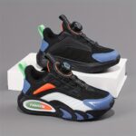 ⁦Casual Cool Low Top Sneakers With Rotating Button For Boys, Breathable Shock-absorbing Running Shoes For Spring Summer Autumn⁩ - الصورة ⁦2⁩