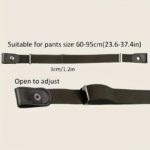 ⁦1pc Adjustable No-Sew Invisible Elastic Belt for Jeans & Pants - Black Stretch Comfort Waistband with Metallic Buckle, Unisex Casual Fashion Belt for Women & Men, Jeans Accessory, Sleek Belt Design, Smooth Texture⁩ - الصورة ⁦5⁩