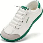 ⁦HOBIBEAR Unisex Slip-On Sneakers - Minimalist Geometric Design, Wide Toe Box & Breathable, Lightweight Rubber Sole with Shock-Absorbing Insole, Anti-Slip Casual Shoes for Walking & Casual Attire (White/Red, Orange, Grey-Green), Allseason Footwear, Stylish⁩ - الصورة ⁦8⁩