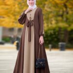 Middle Eastern Casual Long Dress Muslim Ramadan Color-Contrast Waistband Tuck-in Headed Elegant Outing Dress Abaya (without Headscarf) - Image 13