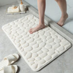 1pc Anti Slip Pebble Pattern Soft Absorbent Foot Pads for Bathroom, Bedroom & Kitchen - Absorbs water and reduces slipping
