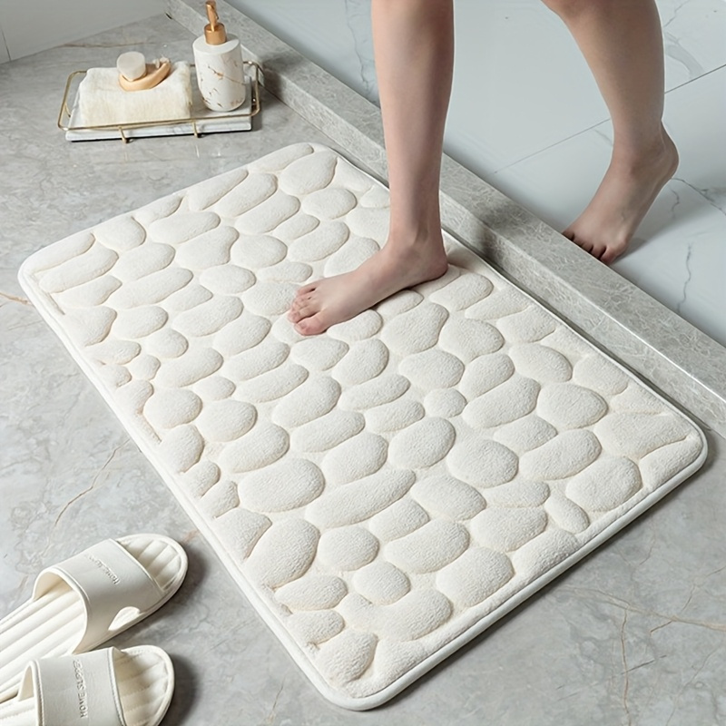 7dea71cd-d662-48bb-8006-726879e17c67.jpg 1pc Anti Slip Pebble Pattern Soft Absorbent Foot Pads for Bathroom, Bedroom & Kitchen - Absorbs water and reduces slipping - Image 1