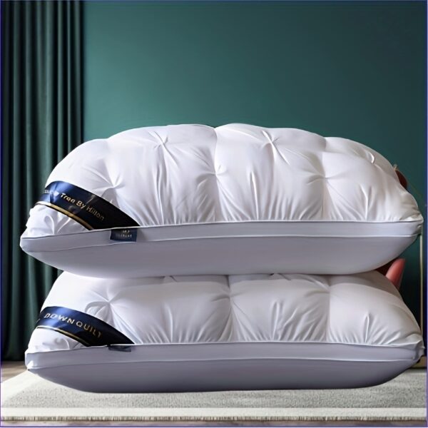 Luxury 5-Star Hotel Quality Pillow - Deep Sleep Neck Support, High-Density Non-Sagging All-Season Pillow with White Satin Cover, 100% Polyester Fill, Hand Wash Only & Vacuum Compression Packaging, Neck Pillow for Sleeping, Sophisticated Home Decor
