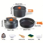 jetbeam Kettle Set Pot for 4-5 People Camping Large and Frying Pan + 1.6L Water Boiling Pot Outdoor Camping Cookware Portable Combination Pot Set Camping Tableware, easy to carry and small space occupation, cookware, frying pan, kettle, foldable storage, - Image 5