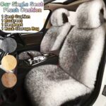 Luxury Plush Car Seat Covers - Thick Soft Faux Fox Fur 3pcs Front Single Seat Cushion Set with Back Storage Bag - Universal Fit Winter Warm Car Seat Protector for Driver and Passenger, Automotive Seat Pad, Winter Car Accessory | Plush Texture | Knit Fabri - Image 3