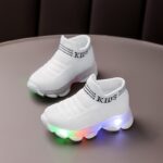 2025 New Fashionable Light Up Sneakers for Boys and Girls - Slip-Resistant Brown Geometric Walking Shoes with Cute Patterns for Toddlers and Infants - Image 3