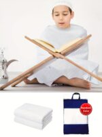 Boy's 2pcs Ihram Towels, White Islamic Towel, One-size Fit, Comes With Free Gift - Random Color Bag - Image 5