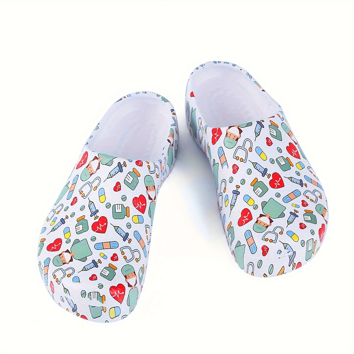 83b23d14-103f-4469-be83-4d1bc6827169.jpg Ladies Hospital Work Shoes - Nurse's Cartoon Garden Shoes, Slip-On Work Shoes, Lightweight, All-Season, Plain Toe, EVA Material, Random Print, Made in Quanzhou - الصورة 1