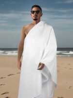 ⁦2pcs Men'S Solid Muslim Hajj Towels, Arabian Traditional Garment⁩ - الصورة ⁦7⁩