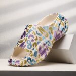 1 Pair Women'S Fashion Slides, 2024 HD 3D Digital Print, Casual Style, Alphabet Pattern, Open Toe, Mid Heel, EVA Material, Slip-On, Summer Beach Slippers, Anti-Odor, Durable Sole, Versatile for Indoor & Outdoor Use - Image 2