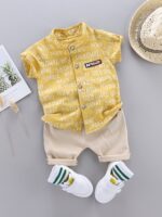 2pcs Baby Boys Dinosaur Print Button Short Sleeve Shirt Top & Elastic Waist Shorts Set Toddler Summer Clothes For Daily & Outdoor Wear - Image 7