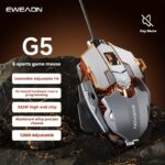 ⁦EWEADN G5 USB Wired Gaming Mouse Silent or audible optional Metal mechanical Mouse gamer with 8 Buttons Macro Function Keys, Support tail length adjustment to suit different hand sizes Perfect for desktop, laptop, computer, school⁩ - الصورة ⁦16⁩