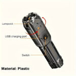 1pc Super Bright Variable Focus Flashlight - Portable, Multifunctional, Variable, Suitable for Outdoor, Emergency Use - Image 8
