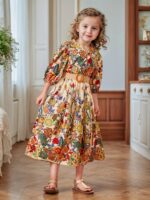 Mixed Floral 3/4 Sleeve Holiday Dress For Girls, Summer Going Out Casual Dresses, Gift - Image 3
