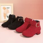⁦Trendy Elegant High-heeled Boots With Zipper For Girls, Lightweight Non Slip Boots For Indoor Outdoor Travel, Spring And Autumn⁩ - الصورة ⁦4⁩