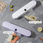 Cordless Portable Automatic Sealer Kitchen Food Freshness Vacuum USB Charging with Digital Display Fast Sealing Preservation Available in Light Purple and White Can be used for Snacks, Meat, Fruits and Vegetables Ideal for Kitchen and Outdoor Picnics - Image 3