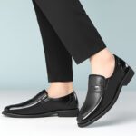 Men's Genuine Leather Loafers - Sleek Black Slip-On Dress Shoes for Business & Casual Wear, Round Toe, Rubber Sole, Smooth Leather Upper, Perfect for Office or Outdoor Events, Office Loafers | Stylish Slipon | Durable Rubber Sole - Image 8