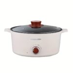 24cm Single-Layer Electric Cooking Pot with Visual Lid - Non-Stick, Multi-Functional, Ideal for Home, Dorm, and Parties, White with Red Accents, Durable PP Material, Plug-In Electric Stove, Dorm Cooking Pot | Modern Kitchenware | Durable Cookwar - Image 4