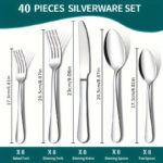 40pcs Stainless Steel Silverware Set, Premium Cutlery with Knives, Forks, Spoons, Dishwasher Safe, Ideal for Home & Restaurant Use
